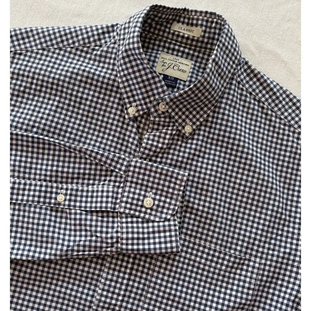 J. Crew Classic Gingham‎ Button Down Shirt Men's XS Long Sleeve Cotton Preppy